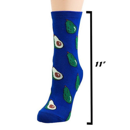 Avocado Print Fun Socks in Blue