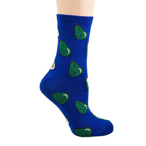 WL2575 Avocado Print Fun Socks in Blue
