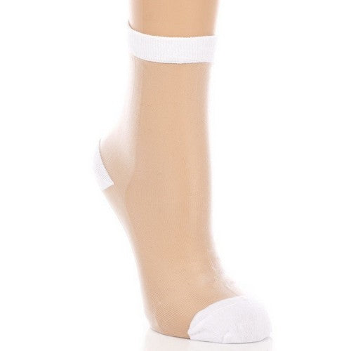 MMK2930 Sheer Ankle Socks in White
