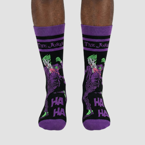 Official DC Batman Joker Fun Socks 1pr in Black