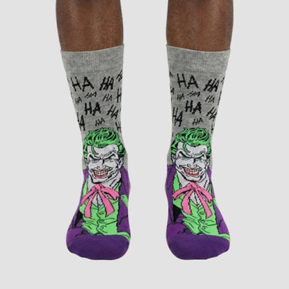 Official DC Batman Joker Fun Socks 1pr in Grey