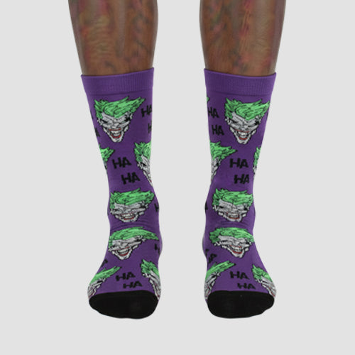 Official DC Batman Joker Fun Socks 1pr in Purple