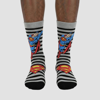 Official DC Superman Fun Socks 1pr in Grey