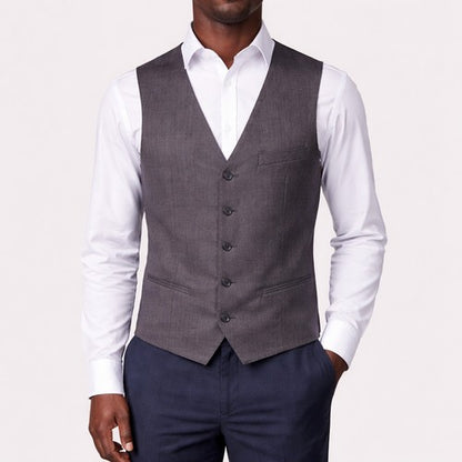 French Connection Herringbone Waistcoat in Charcoal