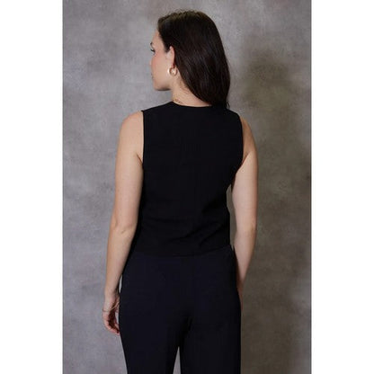 Threadbare Ladies Queen Fitted Waistcoat in Black