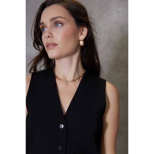Threadbare Ladies Queen Fitted Waistcoat in Black