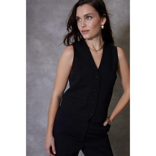 TB1D08720 Threadbare Ladies Queen Fitted Waistcoat in Black