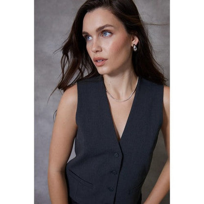 Threadbare Ladies Queen Fitted Waistcoat in Grey