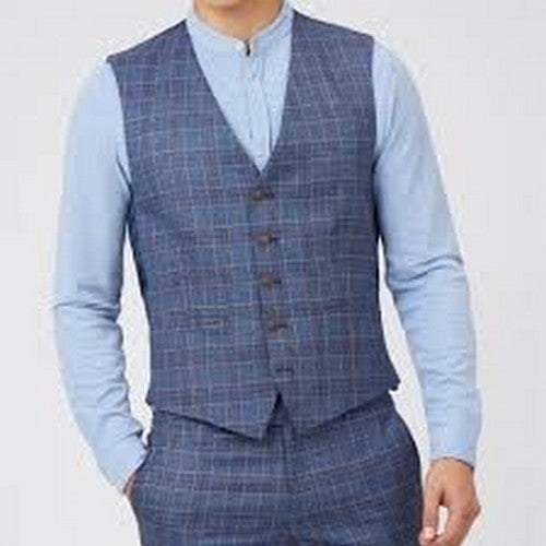 3211 Plaid Waistcoat in Navy