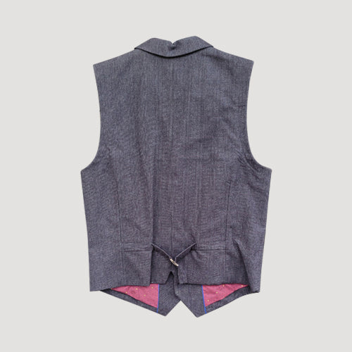 John Lewis 100% Cotton Plaid Waistcoat in Dark Grey