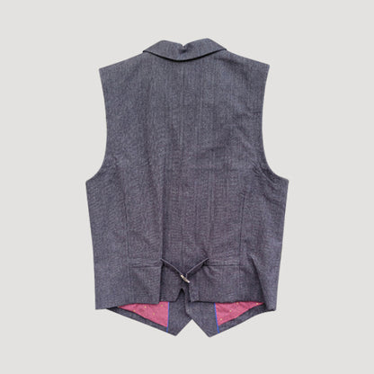 John Lewis 100% Cotton Plaid Waistcoat in Dark Grey