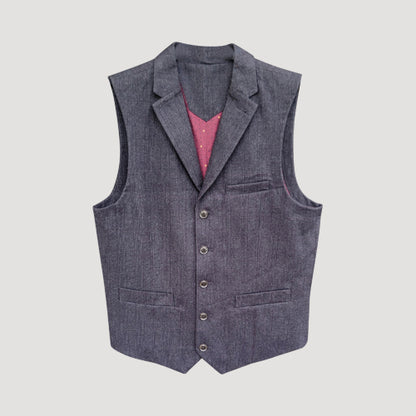 John Lewis 100% Cotton Plaid Waistcoat in Dark Grey