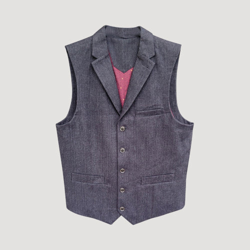 John Lewis 100% Cotton Plaid Waistcoat in Dark Grey