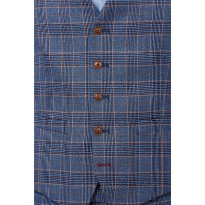 Antique Rogue Plaid Novelty Insect Pattern Waistcoat in Navy