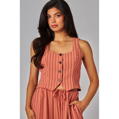 Pinstripe Waistcoat in Clay