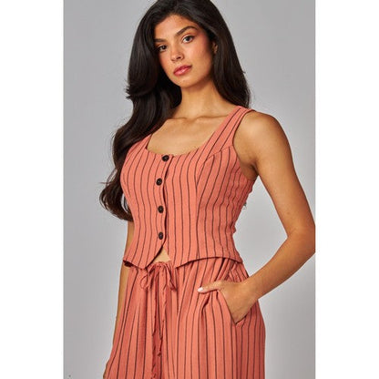 Pinstripe Waistcoat in Clay