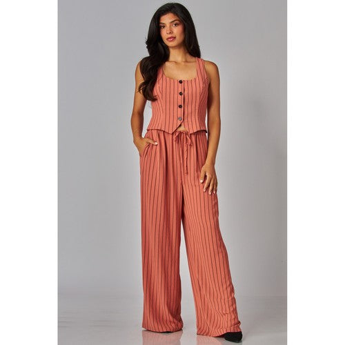 Pinstripe Waistcoat in Clay