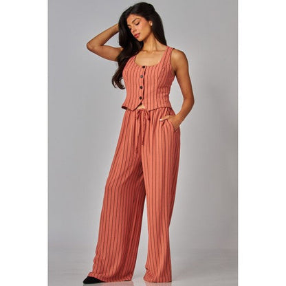 Pinstripe Waistcoat in Clay