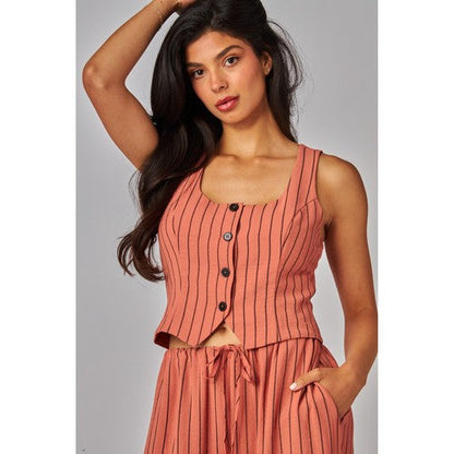 IRINA-03T Pinstripe Waistcoat in Clay