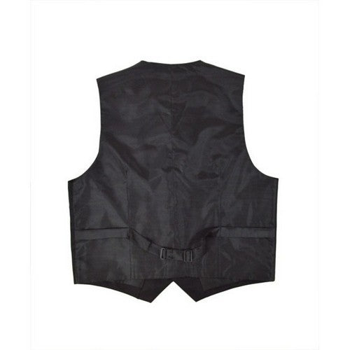Umo Lorenzo 4-Button Twill Waistcoat Vest in Black