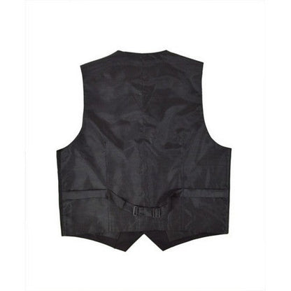 Umo Lorenzo 4-Button Twill Waistcoat Vest in Black