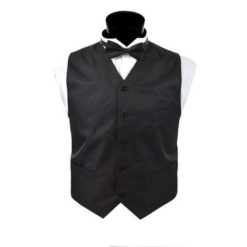 MWV3301 4 - Button Twill Waistcoat in Black