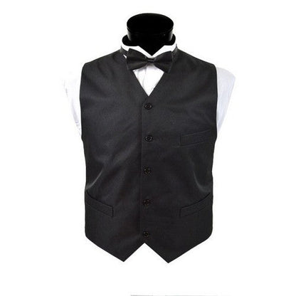 MWV3301 4 - Button Twill Waistcoat in Black