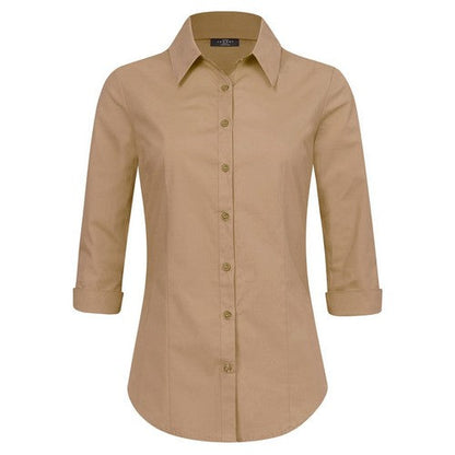 WT1947 Stretch Cotton 3/4 Sleeve Shirt in New Khaki