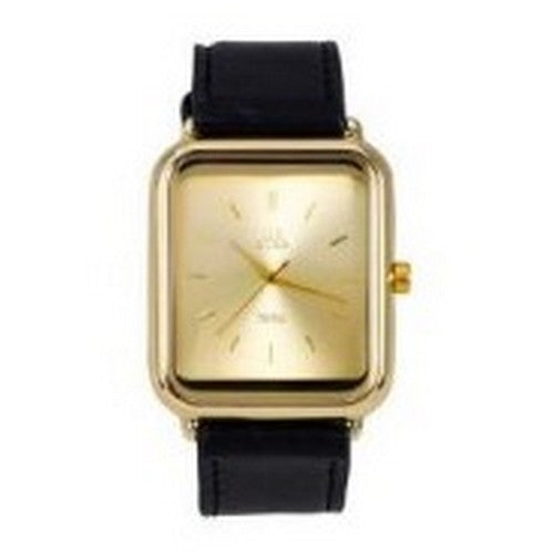 Ice Star I-Watch Roman Numeral Face Black/Yellow Gold