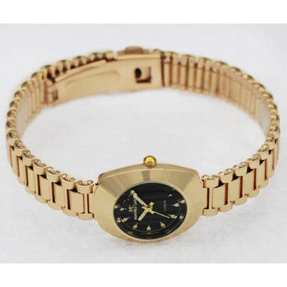 Montres Carlo Oval Face Watch in Gold & Black