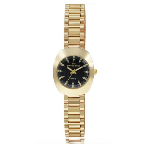 4803 Montres Carlo Oval Face Watch in Gold & Black