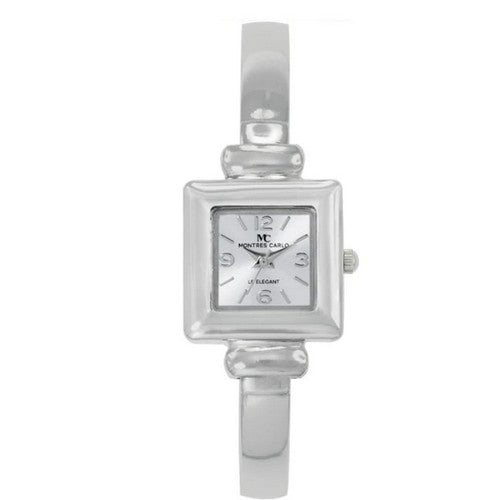 5475 Montres Carlo Square Face Bangle Watch in Silver