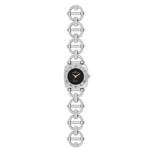 5379 Montres Carlo Horsebit Link Bracelet Watch in Silver & Black