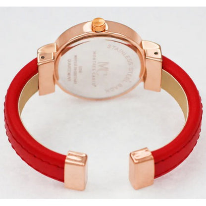 Montres Carlo Leather Cuff Watch in Red