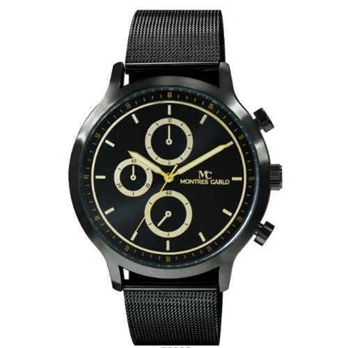 5533 Montres Carlo Mesh Band Chrono Watch in Black
