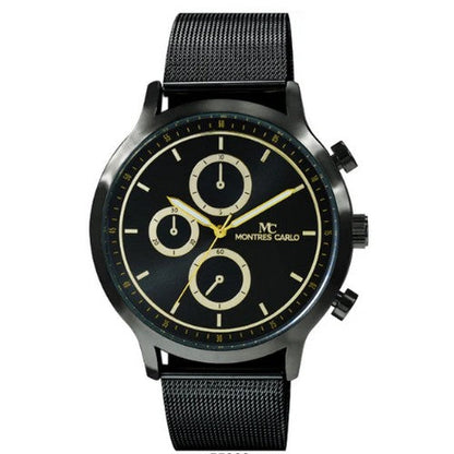 5533 Montres Carlo Mesh Band Chrono Watch in Black