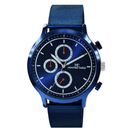 5533 Montres Carlo Mesh Band Chrono Watch in Blue