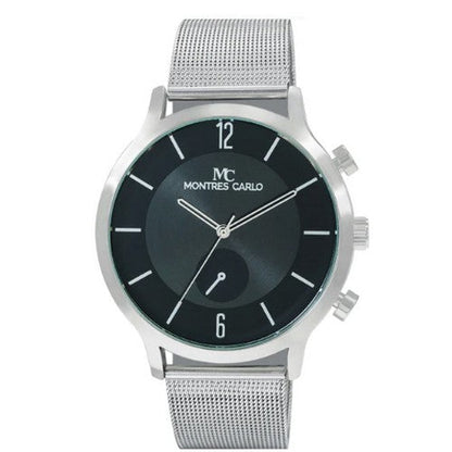 5532 Montres Carlo Mesh Band Classic Watch in Silver & Gun