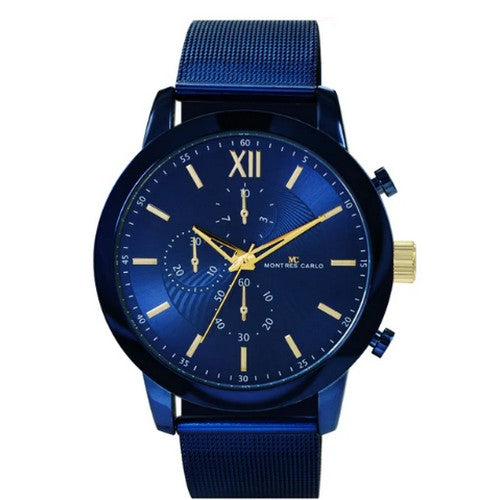 5520 Montres Carlo Mesh Band Chrono Watch in Blue 