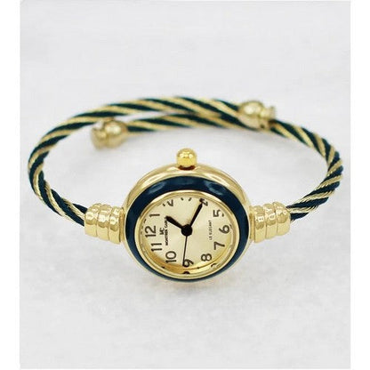 Montres Carlo Wired Bangle Watch in Gold & Navy