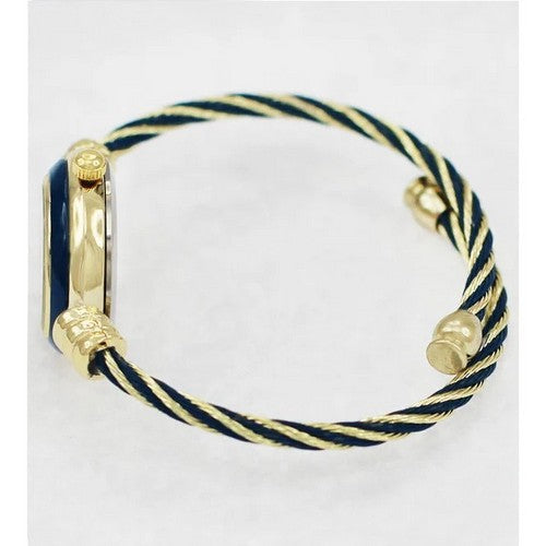 Montres Carlo Wired Bangle Watch in Gold & Navy