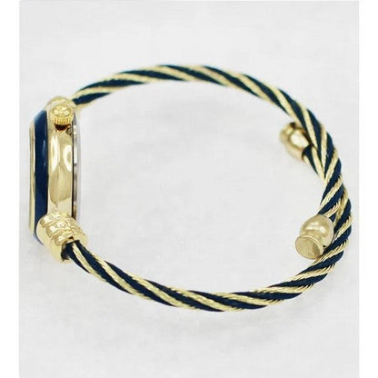 Montres Carlo Wired Bangle Watch in Gold & Navy