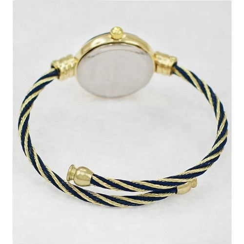 Montres Carlo Wired Bangle Watch in Gold & Navy