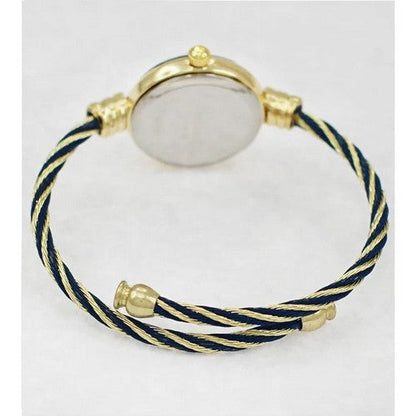 Montres Carlo Wired Bangle Watch in Gold & Navy