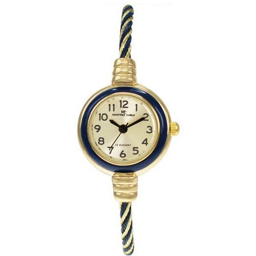5433 Montres Carlo Wired Bangle Watch in Gold & Blue