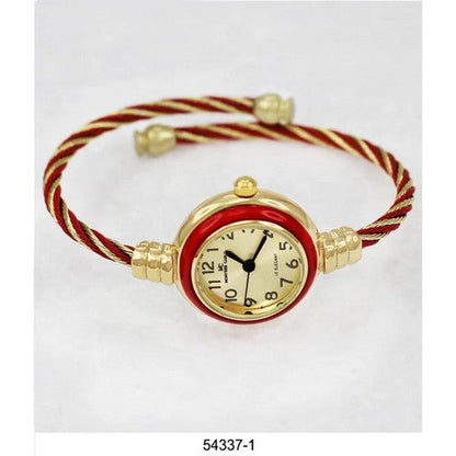 54337 Montres Carlo Wired Bangle Watch in Gold/Red