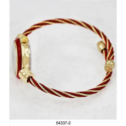 Montres Carlo Wired Bangle Watch in Gold/Red