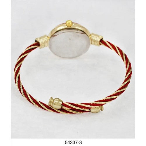 Montres Carlo Wired Bangle Watch in Gold/Red