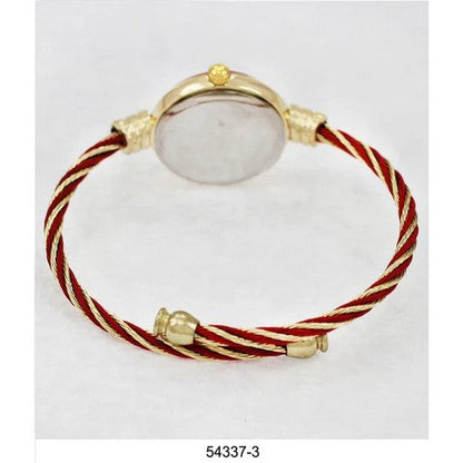 Montres Carlo Wired Bangle Watch in Gold/Red