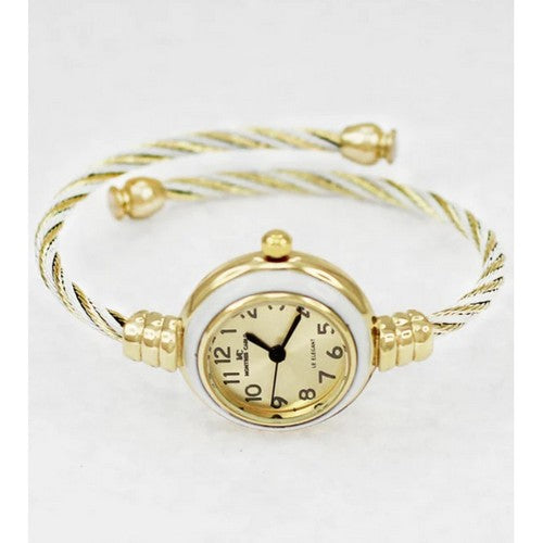 Montres Carlo Wired Bangle Watch in Gold/White